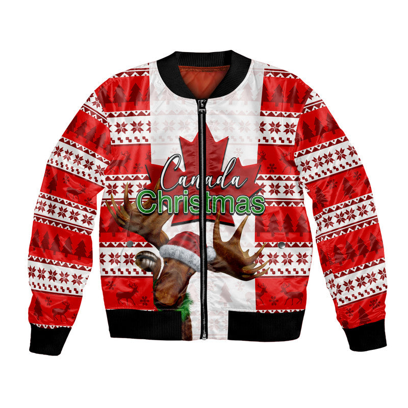 Christmas Moose Canada Bomber Jacket Flag Style  LT6 - Wonder Print Shop