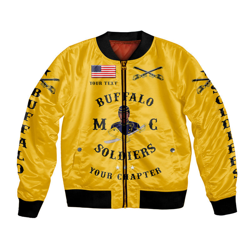 (Custom Personalised) Buffalo Soldiers Motorcycle Club BSMC Bomber Jacket Simple Style - Gold LT8 - Wonder Print Shop