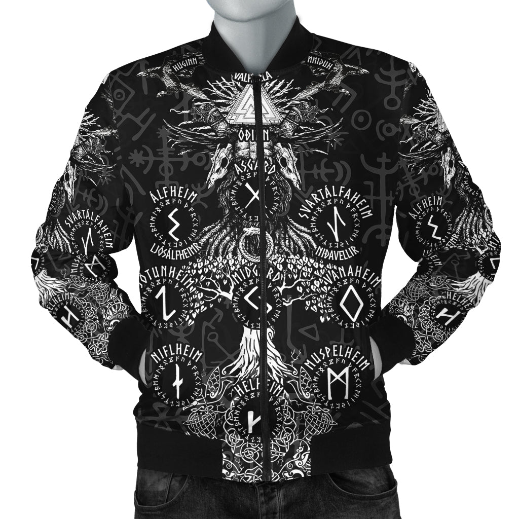 Viking Bomber Jacket Odin Tree Runes RLT12 - Wonder Print Shop