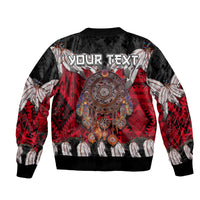 Schwarze Bomberjacke-Rückseite mit Dreamcatcher-Motiv und Textplatzhalter „YOUR TEXT“