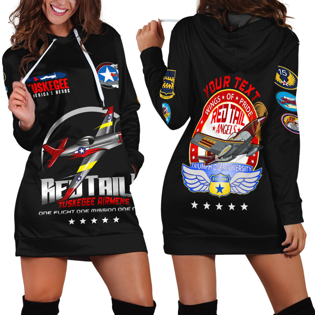 (Custom Personalied) Tuskegee Airmens Red Tails African American Heros Hoodie Dress - LT2 - Wonder Print Shop