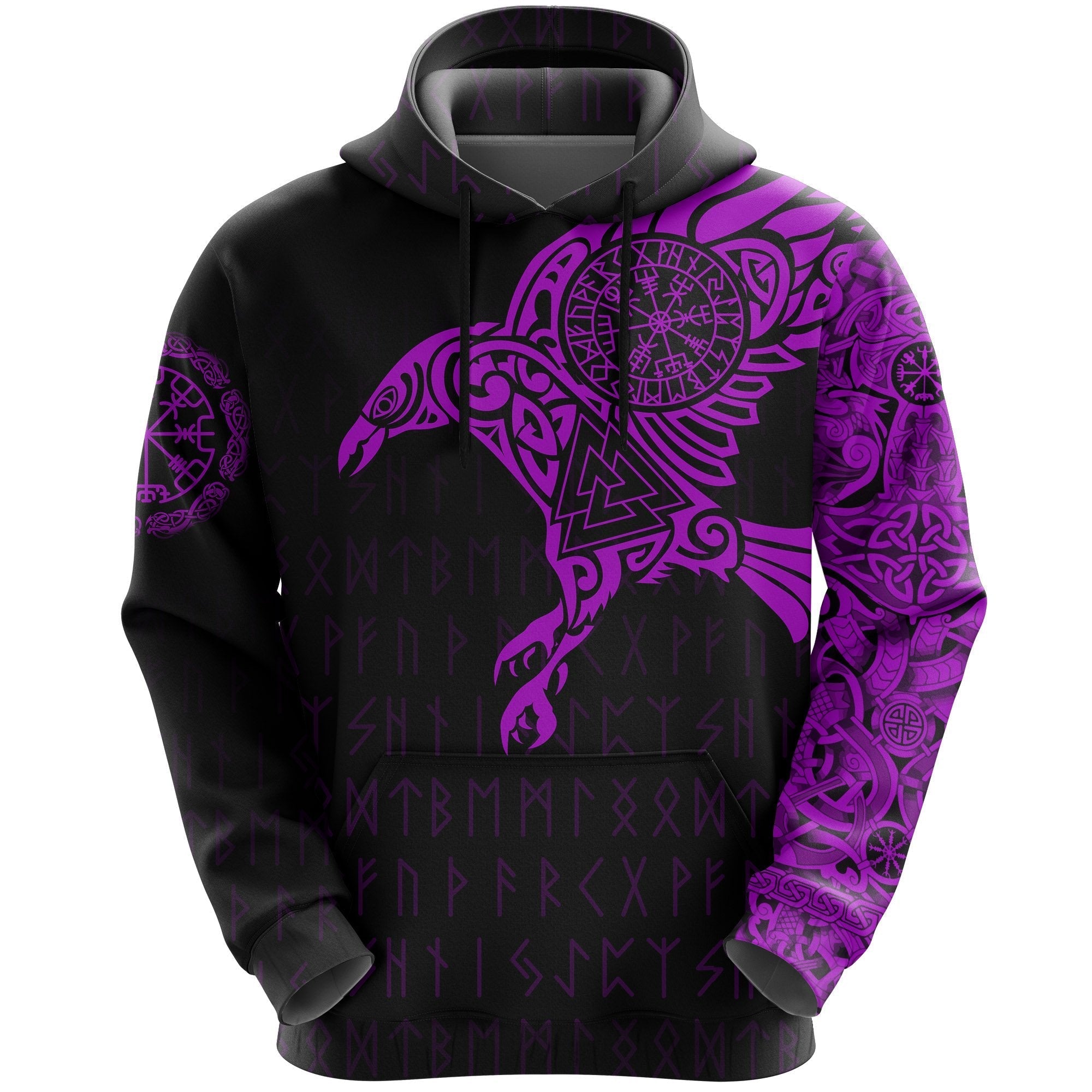 Viking The Raven Of Odin Tattoo Hoodie Purple RLT12 - Wonder Print Shop