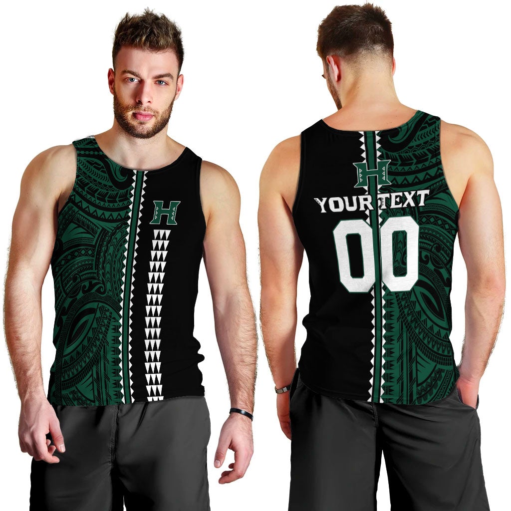 Herren Tanktop schwarz-grün mit Tribal-Design und Mittelstreifen