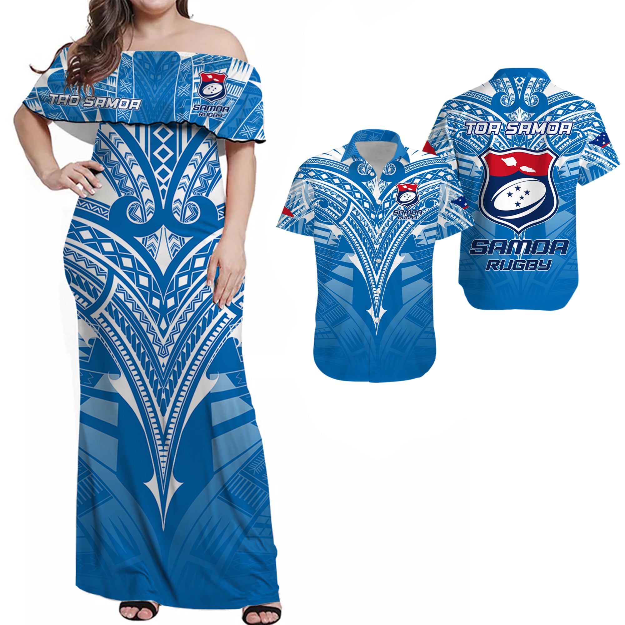 Samoa Rugby Toa Samoa Blue Style Matching Hawaiian Shirt And Dress LT2 - Wonder Print Shop