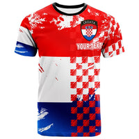 Croatia sport T-shirt, red white blue print with crest and 'YOUR TEXT' on front