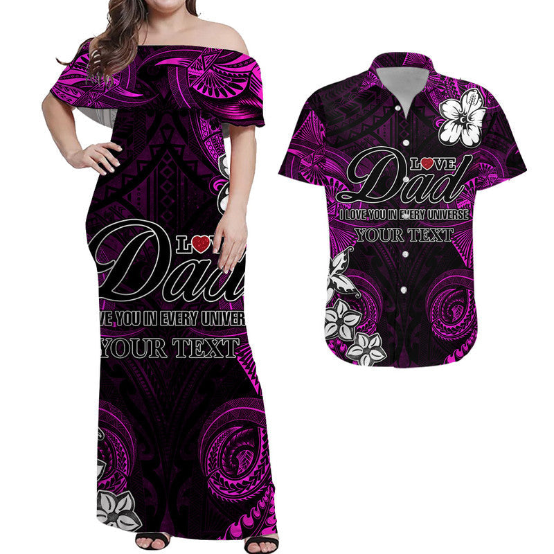 Personalised Polynesian Matching Hawaiian Shirt And Dress Fathers Day I Love You In Every Universe Pink LT8 - Wonder Print Shop