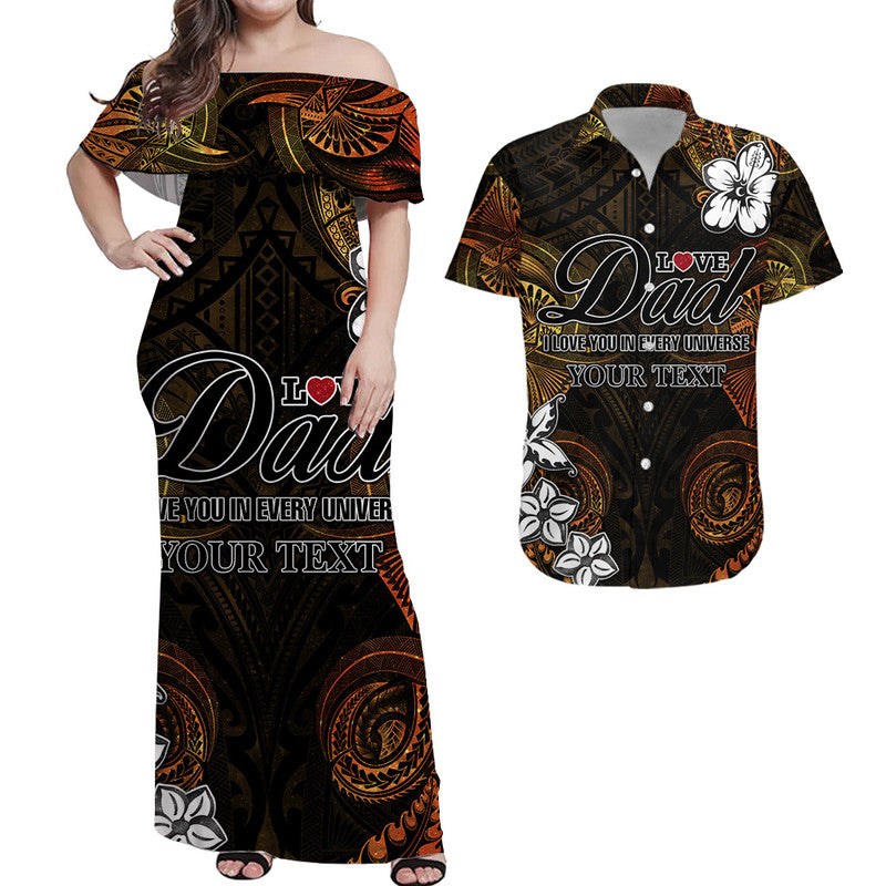 Personalised Polynesian Matching Hawaiian Shirt And Dress Fathers Day I Love You In Every Universe Gold LT8 - Wonder Print Shop