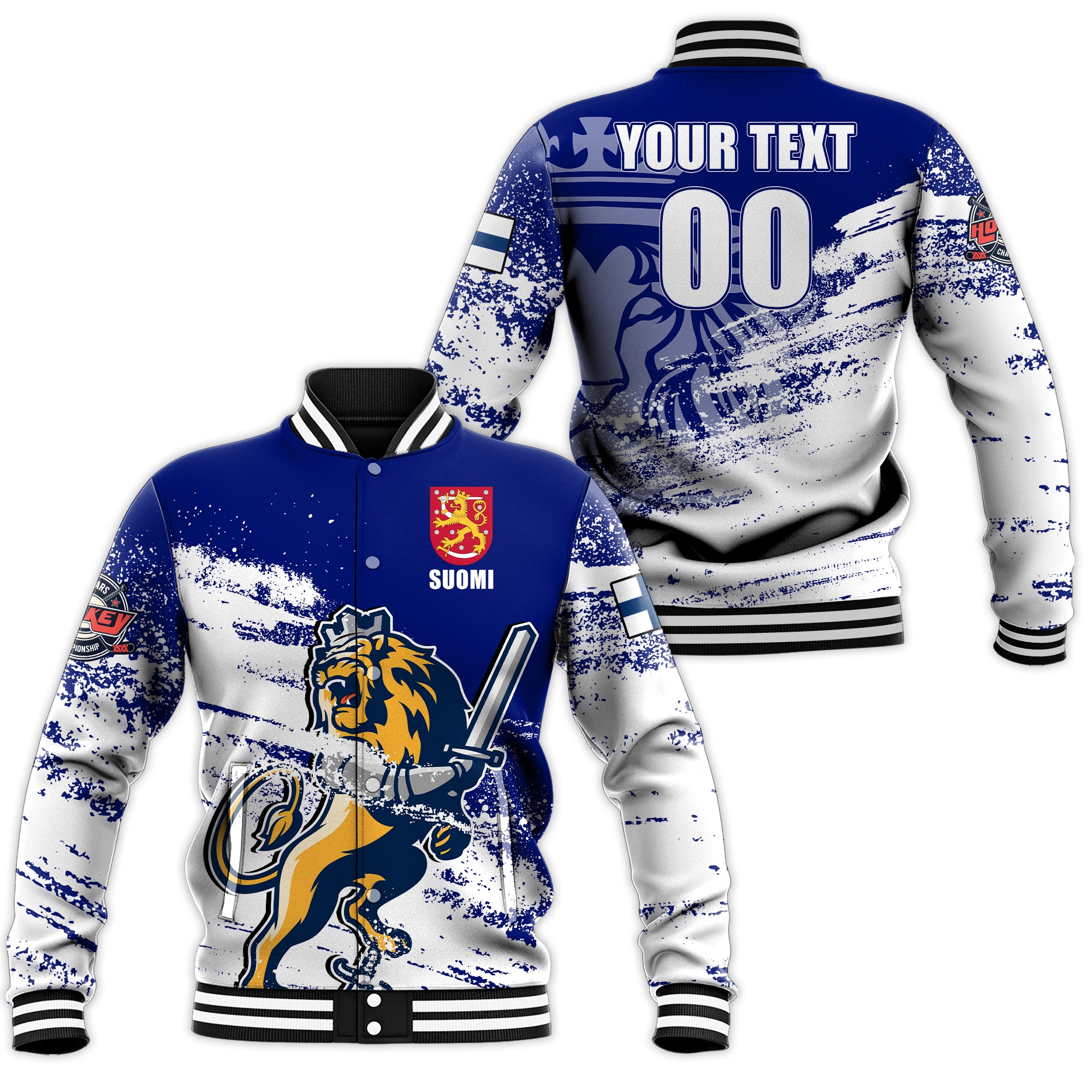 (Custom Personalised) Finland Suomi Leijonat Hockey Baseball Jacket - LT2 - Wonder Print Shop