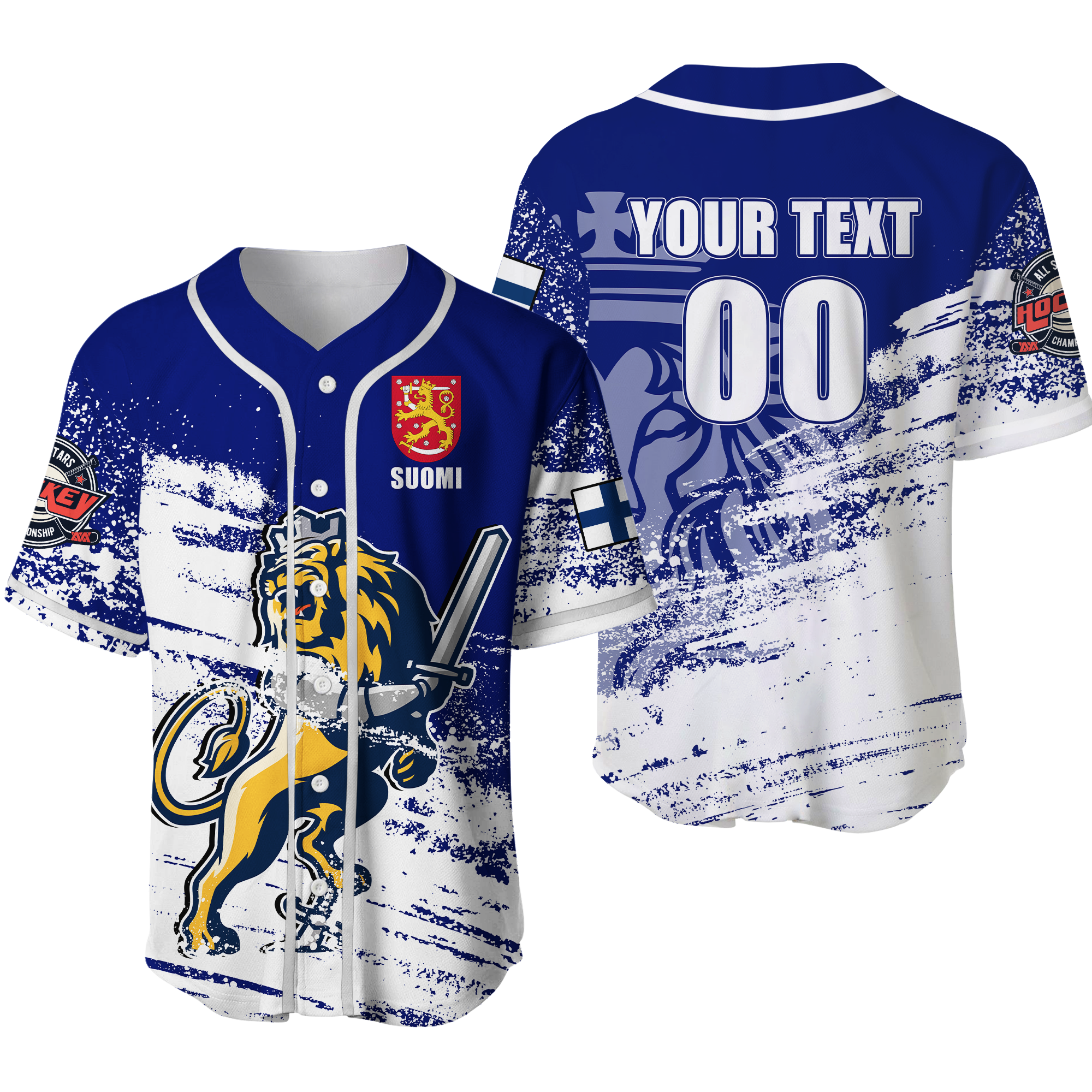 (Custom Personalised) Finland Suomi Leijonat Hockey Baseball Jersey - LT2 - Wonder Print Shop