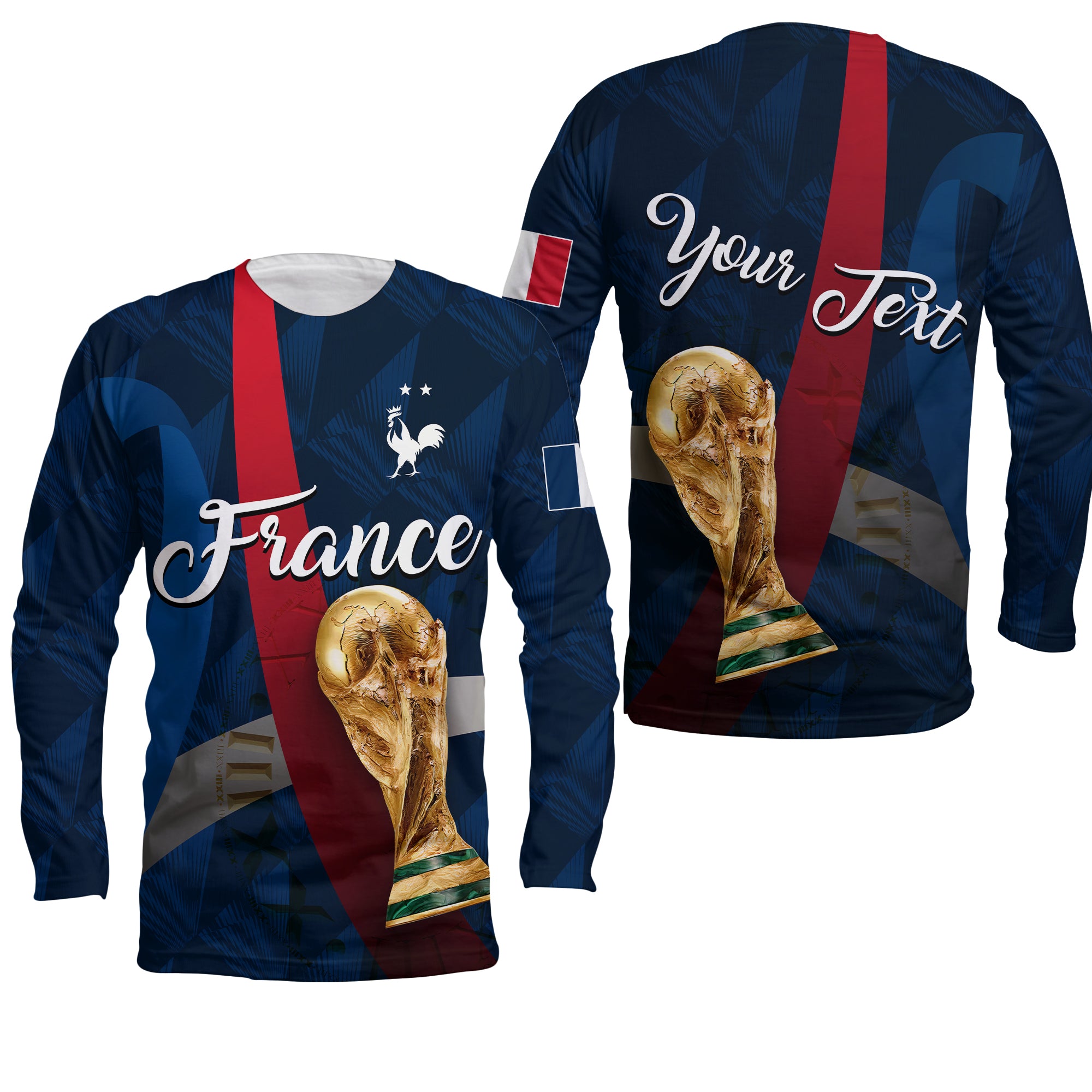 (Custom Personalised) France Football World Cup 2022 Long Sleeve Shirt - LT2 - Wonder Print Shop