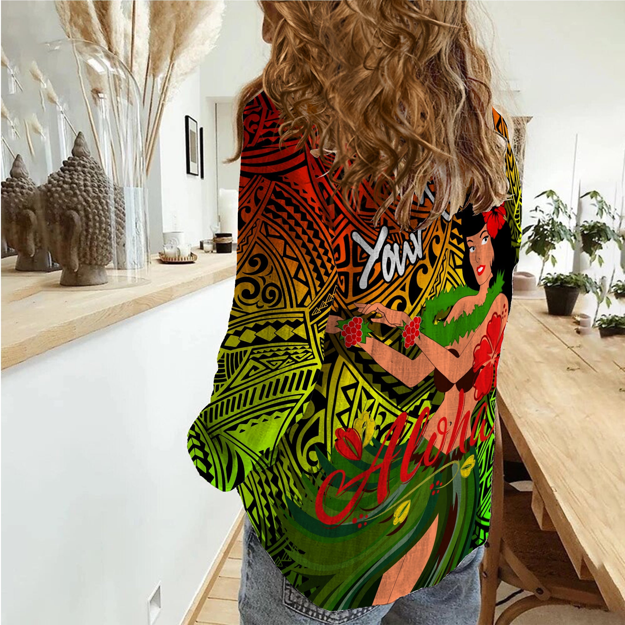 custom-personalised-hawaii-hula-girl-reggae-women-casual-shirt