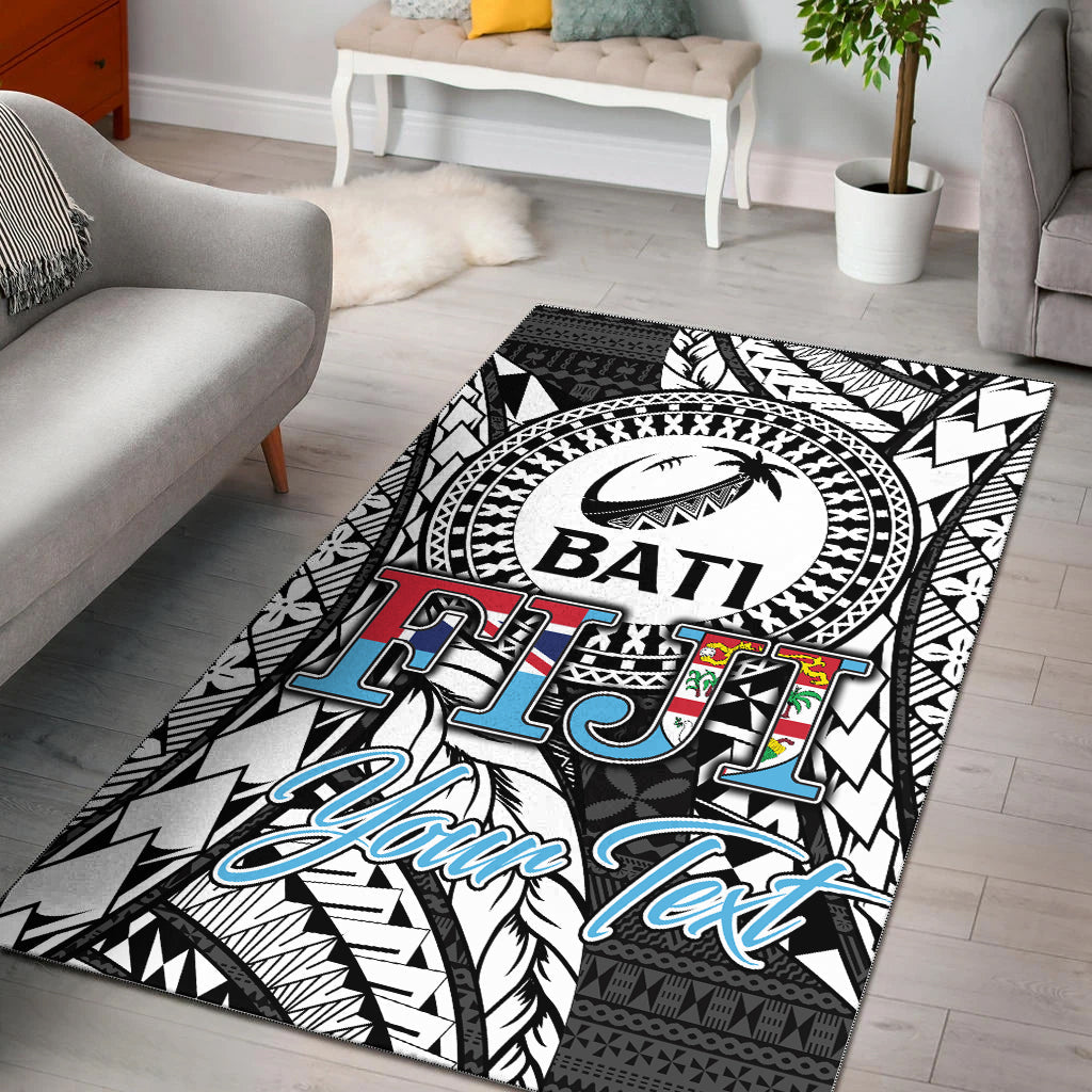 Custom Personalised Fiji Rugby Bati Tapa Pattern Area Rug LT2 - Wonder Print Shop