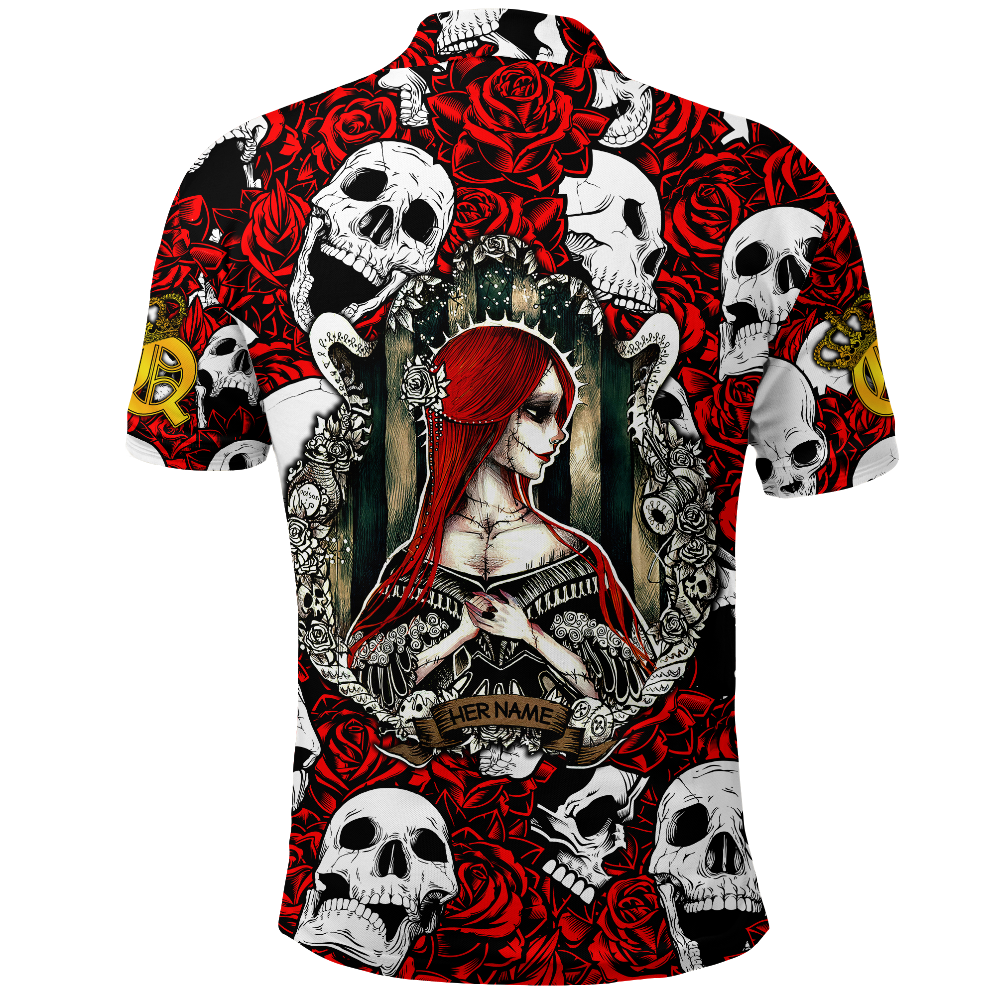 Custom Skull Rose Queen Death Cannot Divide Us Polo Shirt LT2 - Wonder Print Shop