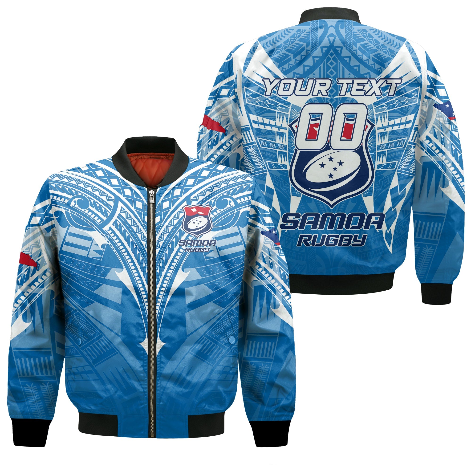 Custom Personalised Samoa Rugby Toa Samoa Blue Style Bomber Jacket - LT2 - Wonder Print Shop