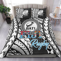 Black/white tapa pattern bedding set with BATI Rugby print and 2 pillowcases