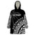 (Custom Text And Number) Fiji Rugby Fijian Cibi Dance Tapa Pattern Black Wearable Blanket Hoodie - Wonder Print Shop