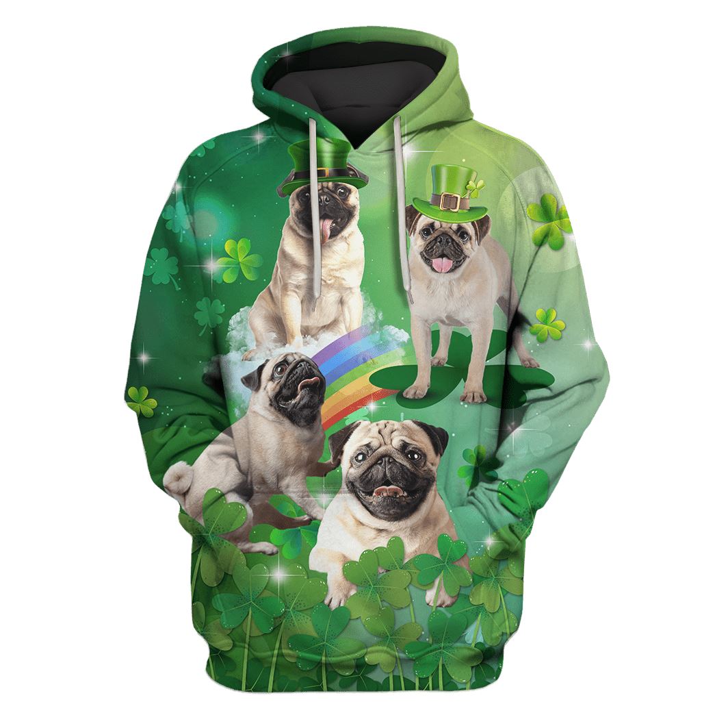 St Patricks Day Hoodie Cute Pugs LT8 - Wonder Print Shop