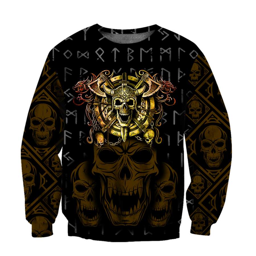 Viking Clothing Golden Viking Skull Sweatshirt RLT12 - Wonder Print Shop