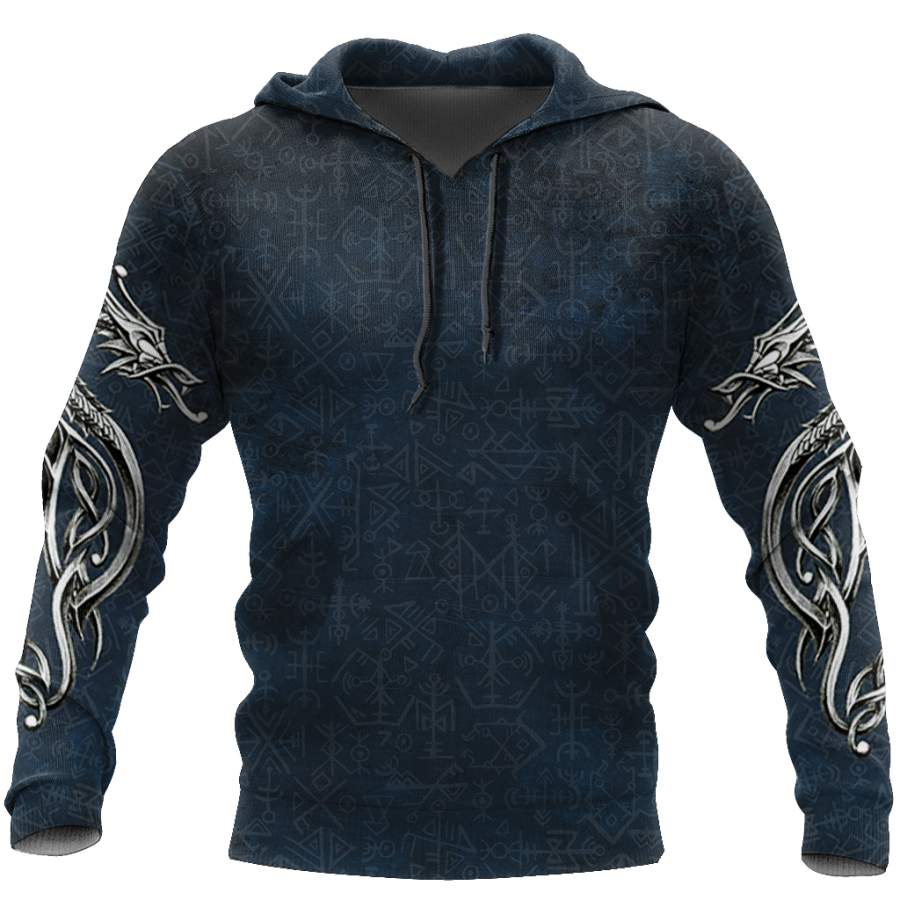 Viking Clothing Vikings Dragon Tattoo Style Hoodie RLT12 - Wonder Print Shop