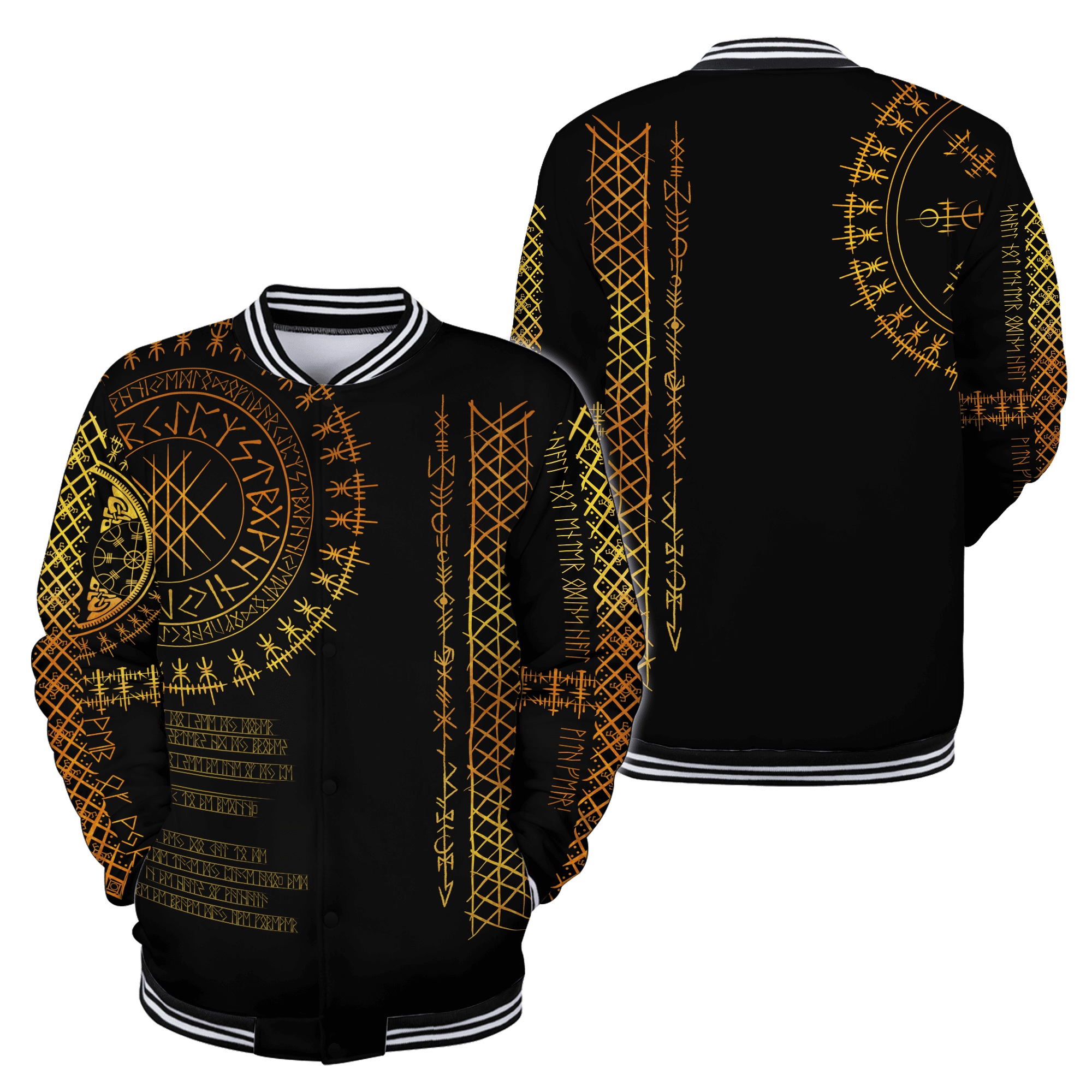 Viking Clothing Viking Golden Runes Baseball Jacket RLT12 - Wonder Print Shop