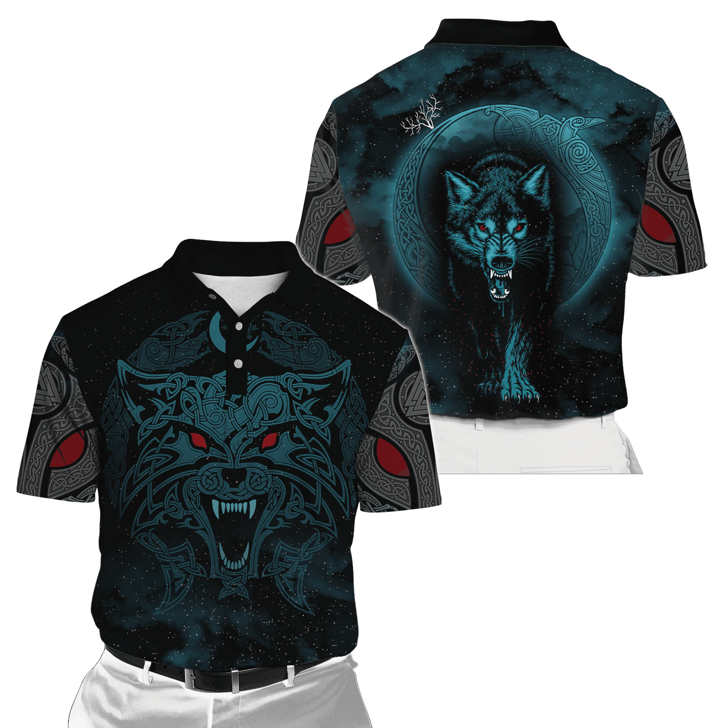 Viking Clothing Wolf Viking 3D Polo Shirt RLT12 - Wonder Print Shop