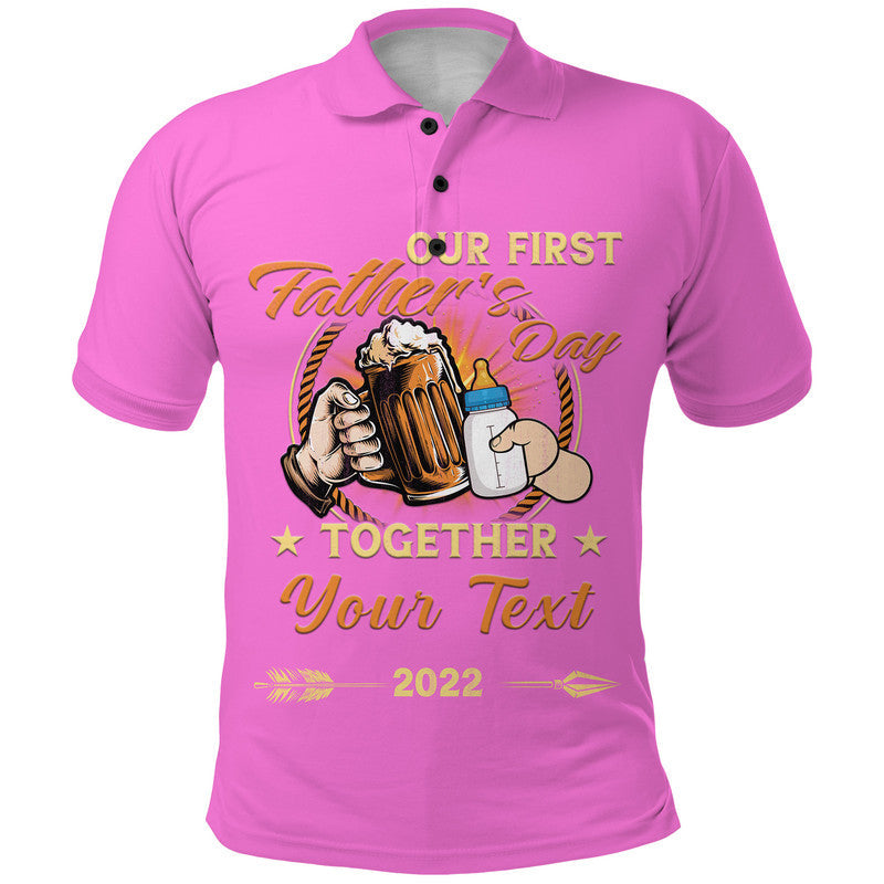 Custom Father Day Polo Shirt Our First Father Day Simple Style Pink LT8 - Wonder Print Shop