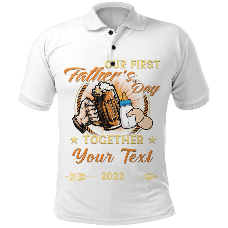 Custom Father Day Polo Shirt Our First Father Day Simple Style White LT8 - Wonder Print Shop