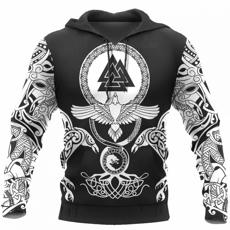 Viking Clothing Viking Huginn Tattoo Art Hoodie RLT12 - Wonder Print Shop