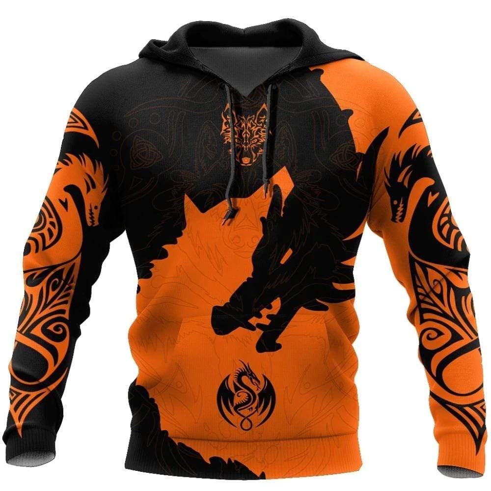 Viking Clothing Freki and Dragon Hoodie RLT12 - Wonder Print Shop