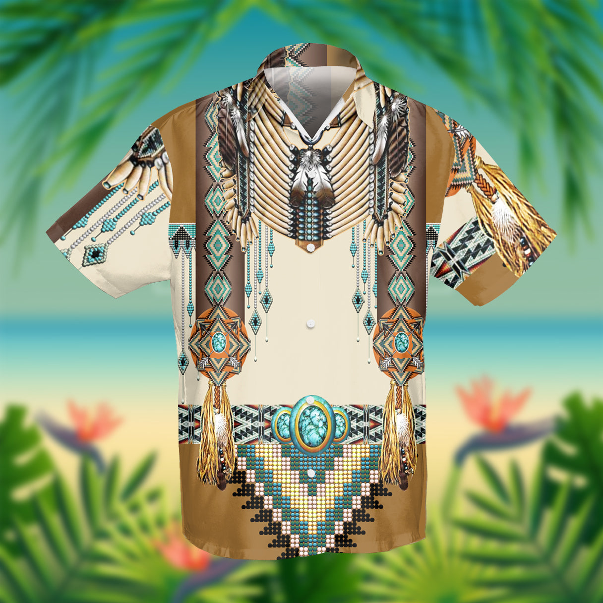 brown-pattern-breastplate-native-american-hawaiian-shirt-3d