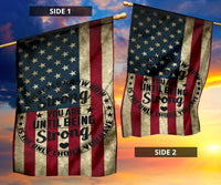 Patriotic two-sided flag, star field and red/cream stripes; “You are… Strong” side 1 & 2