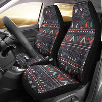 Car seat covers set with tribal elephant pattern and striped geometric bands