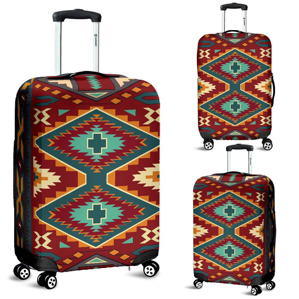 Native Red Yellow Pattern Native American Luggage Covers LT10 - Wonder Print Shop