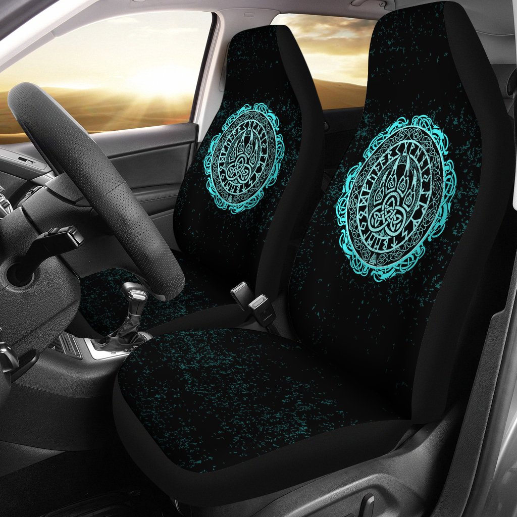 Viking Car Seat Covers Viking Bear Claws Cyan Tattoo RLT12 - Wonder Print Shop