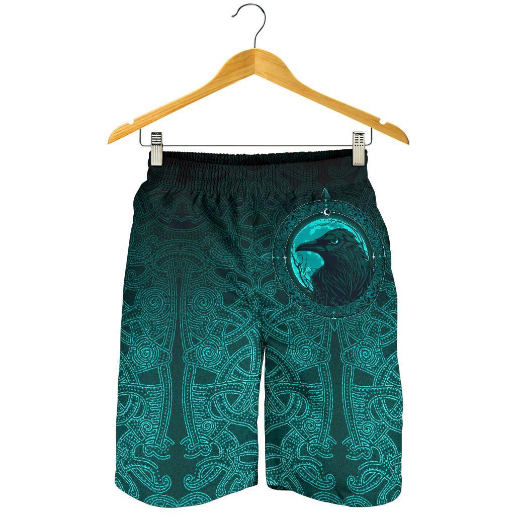 viking-mens-shorts-ethnic-odin-raven-cyan