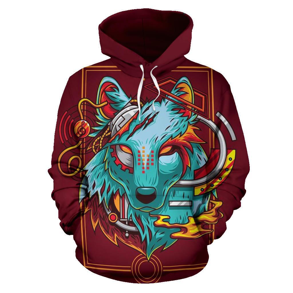 Machine Wolf Native American All Over Hoodie LT10 - Wonder Print Shop