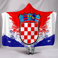 Croatia hooded blanket with red, white, blue crest on front panel