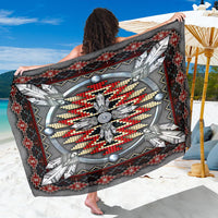 Native American style sarong, dark gray with beadwork medallion and feather motifs