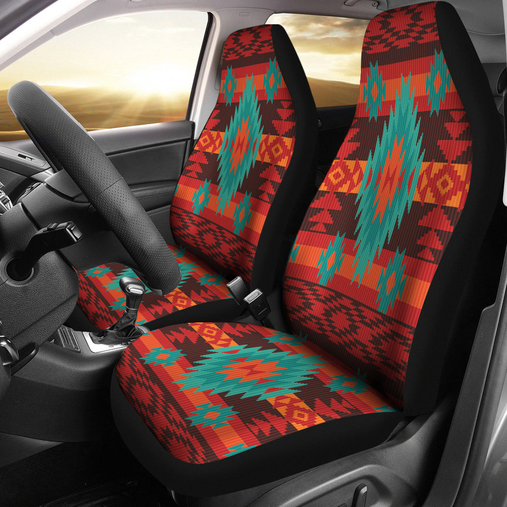 Red Geometric Pattern Car Seat Cover LT10 - Wonder Print Shop