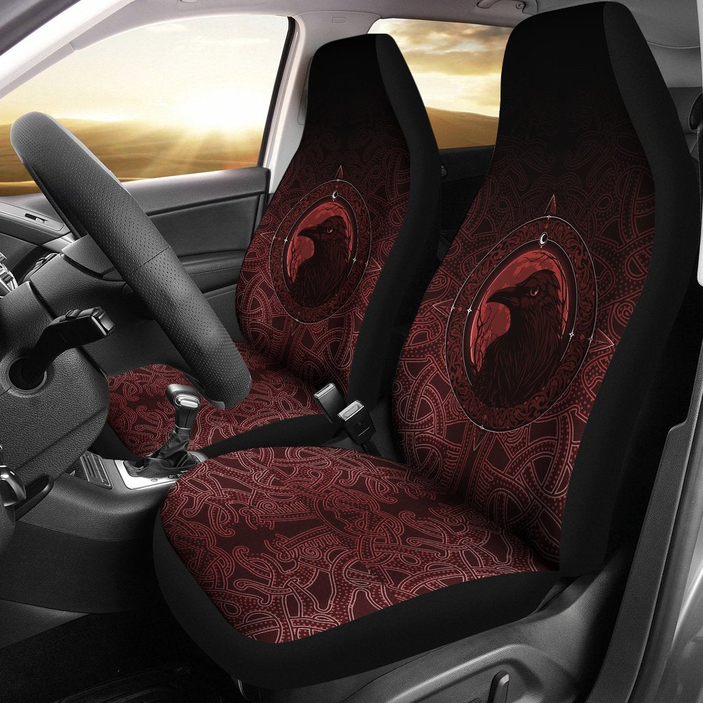 Viking Car Seat Cover, Ethnic Odin Raven Red RLT12 - Wonder Print Shop