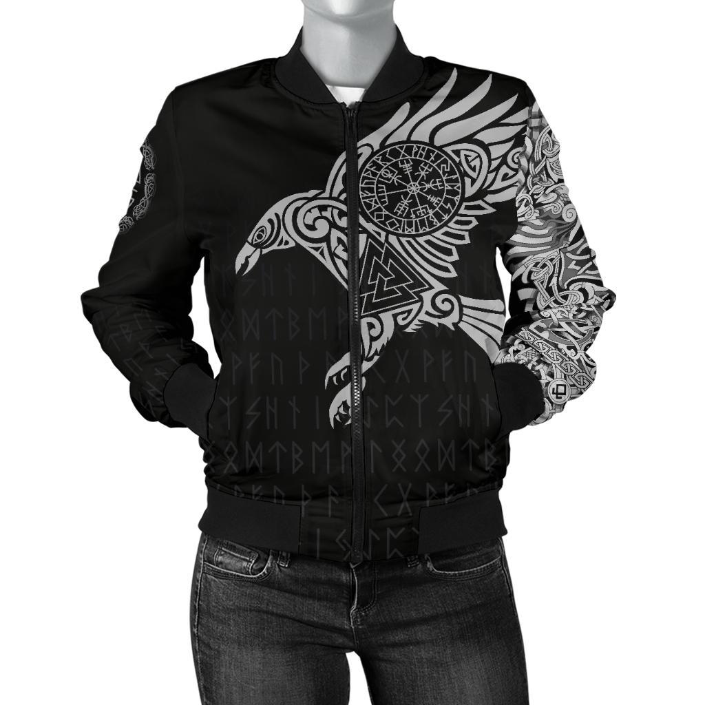 Viking The Raven Of Odin Tattoo Women's Bomber Jacket RLT12 - Wonder Print Shop