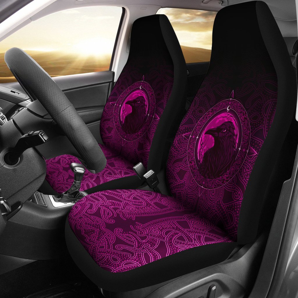 Viking Car Seat Cover, Ethnic Odin Raven Pink RLT12 - Wonder Print Shop