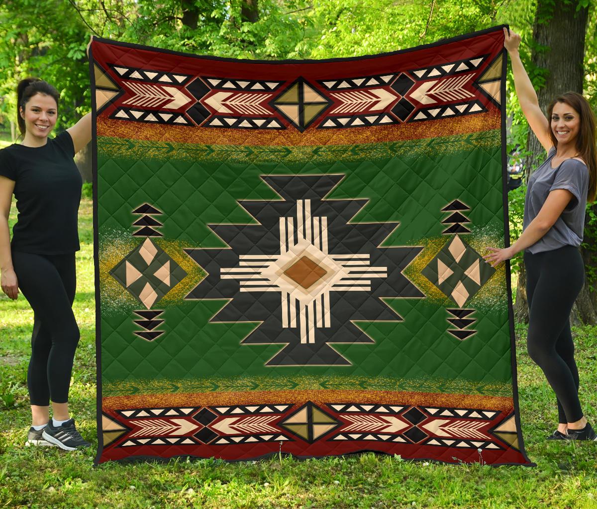 Southwest Green Symbol Native American Premium Quilt LT10 - Wonder Print Shop