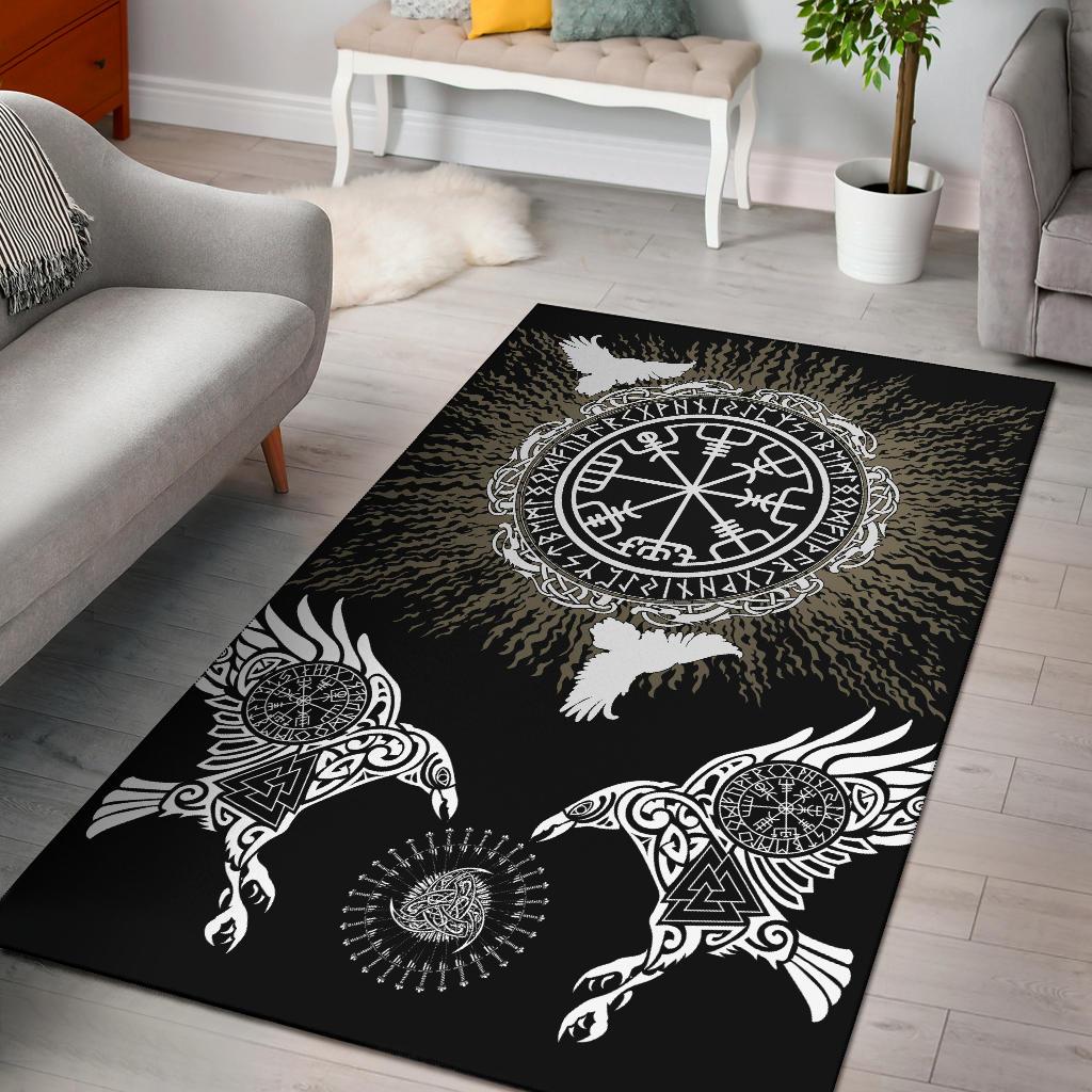 Viking Area Rug Raven, Valknut and Vegvisir RLT12 - Wonder Print Shop