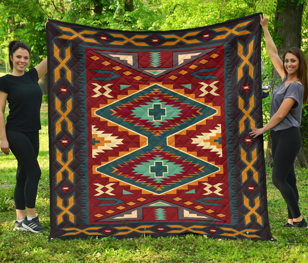 Native Red Yellow Native American Premium Quilt LT10 - Wonder Print Shop