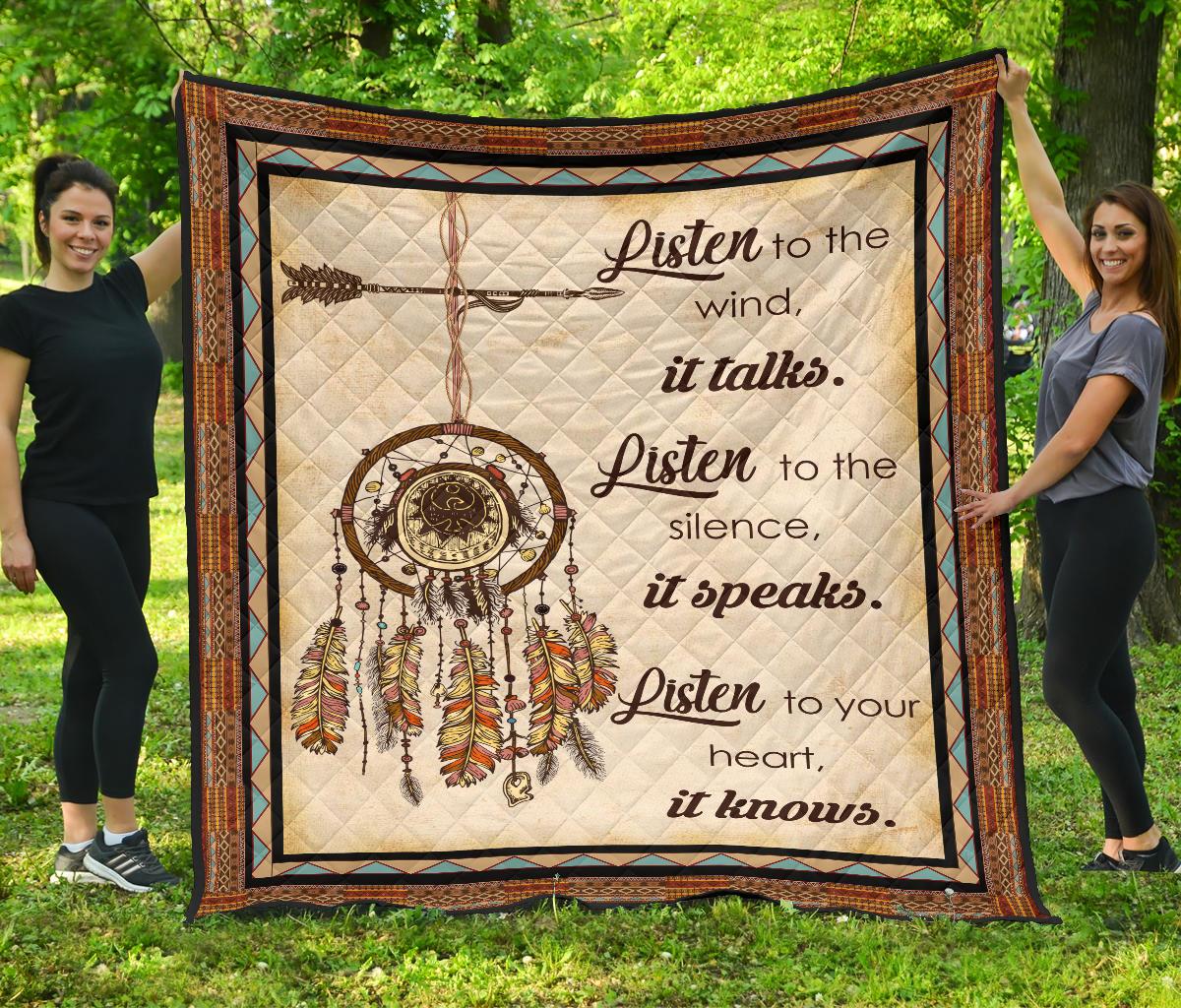 Native American Listen To The Wind It Talks Premium Quilt LT10 - Wonder Print Shop