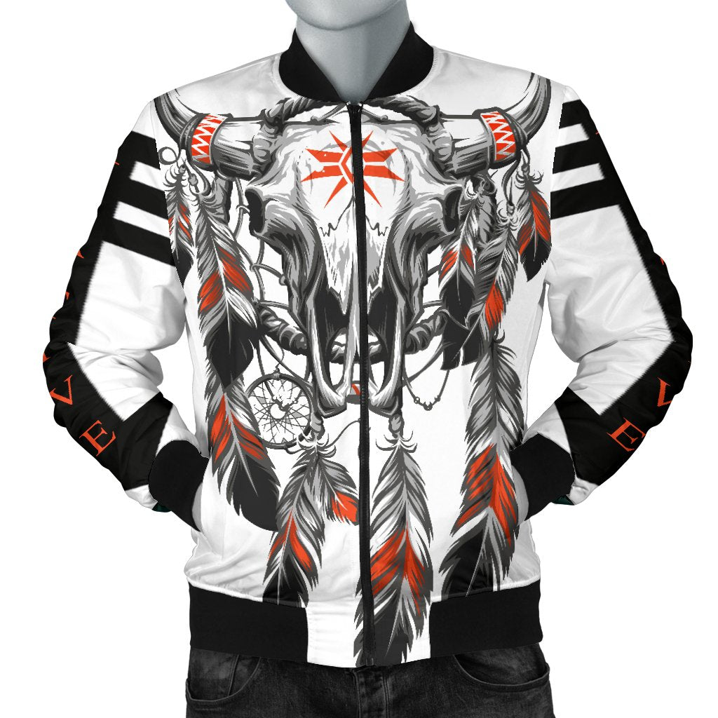 Black Arrow Skull Feather Native American Bomber Jacket LT10 - Wonder Print Shop