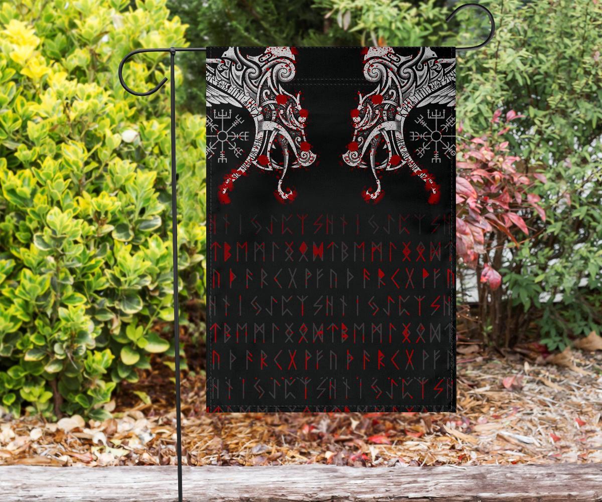 Viking Garden Flag Double Dragon Tattoo and Vegvisir Blood RLT12 - Wonder Print Shop