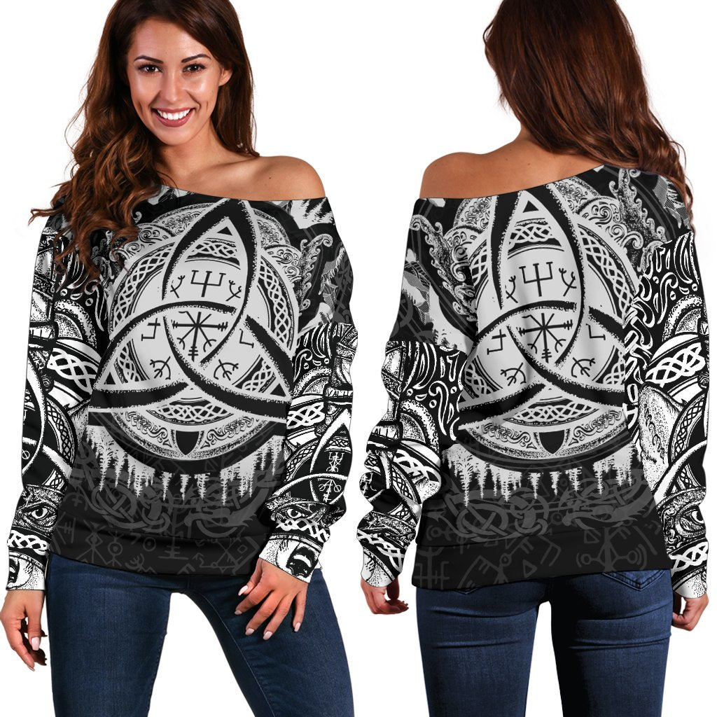 Viking Women's Off Shoulder Sweater - Dragon Celtic RLT12 - Wonder Print Shop