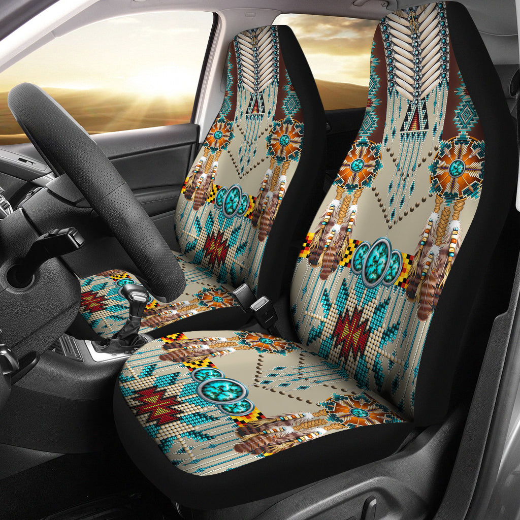 Turquoise Blue Pattern Car Seat Cover LT10 - Wonder Print Shop